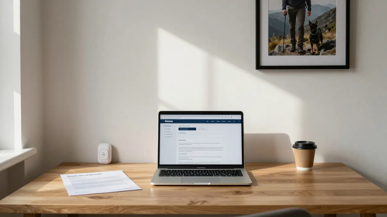 An independent escort's organized London apartment with booking tools, a signed agreement, and a panic button visible.