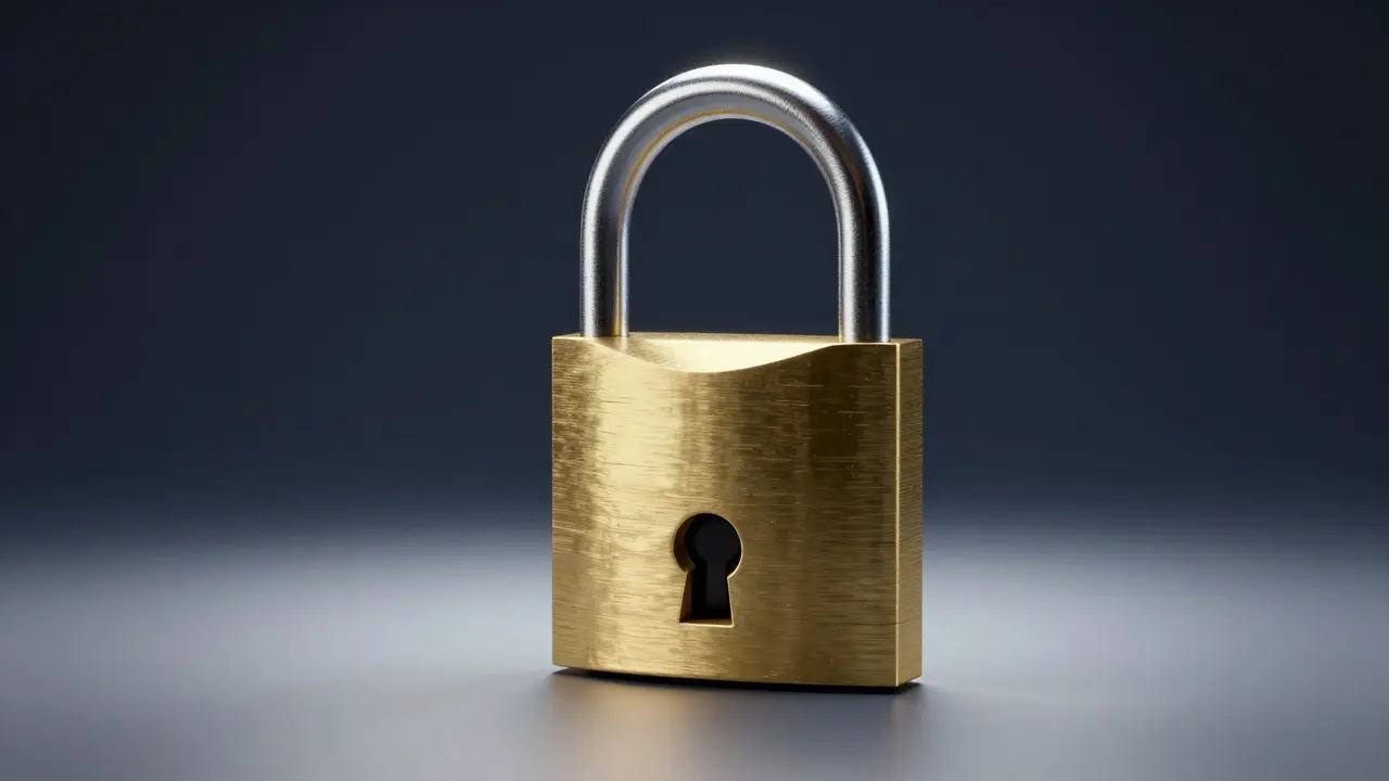 Shiny brass padlock representing security and privacy